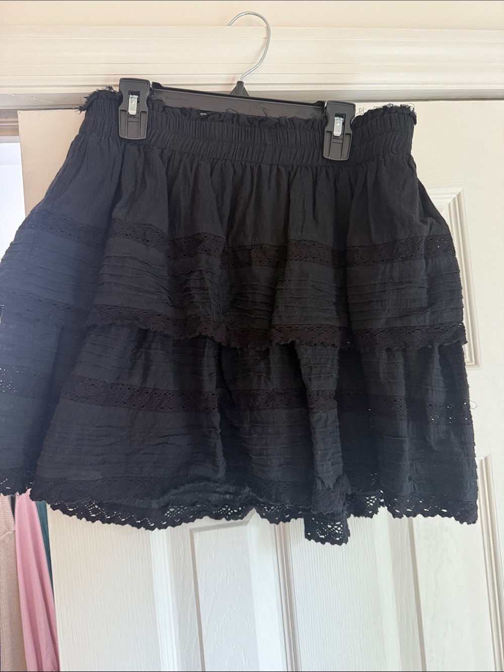 Black Tiered Lace Mini Skirt - Women